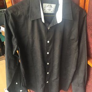 Black waffle pattern dress shirt. L